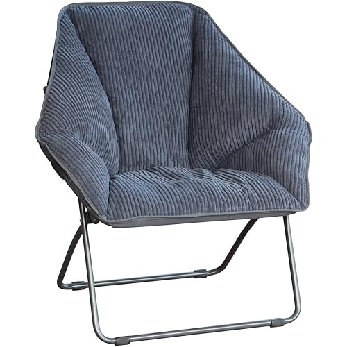 Zenithen Limited Hexagon Folding Dish Corduroy Chair, Perfect for Dorm Rooms, Bed Rooms, Accent Chairs, Reading, Studying, Gaming, Journaling and Lounging, Gray (Pack of 1)