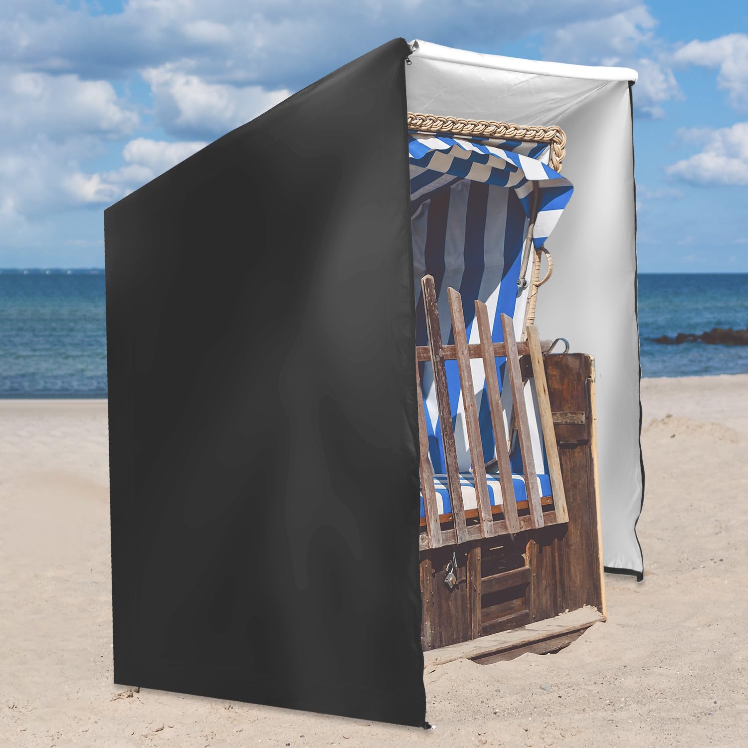QWORK® Strandkorb Schutzhülle 420D Oxford, 135x105x175 cm, Mit PVC-Beschichtung, UV-Beständig