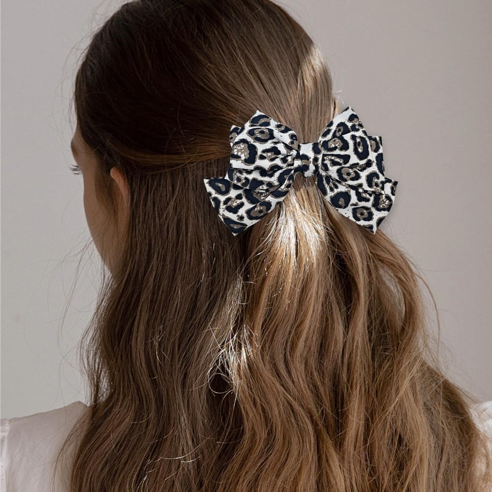Amazon.com : 2 PACK Leopard Hair Bow Clips, Vintage Large 