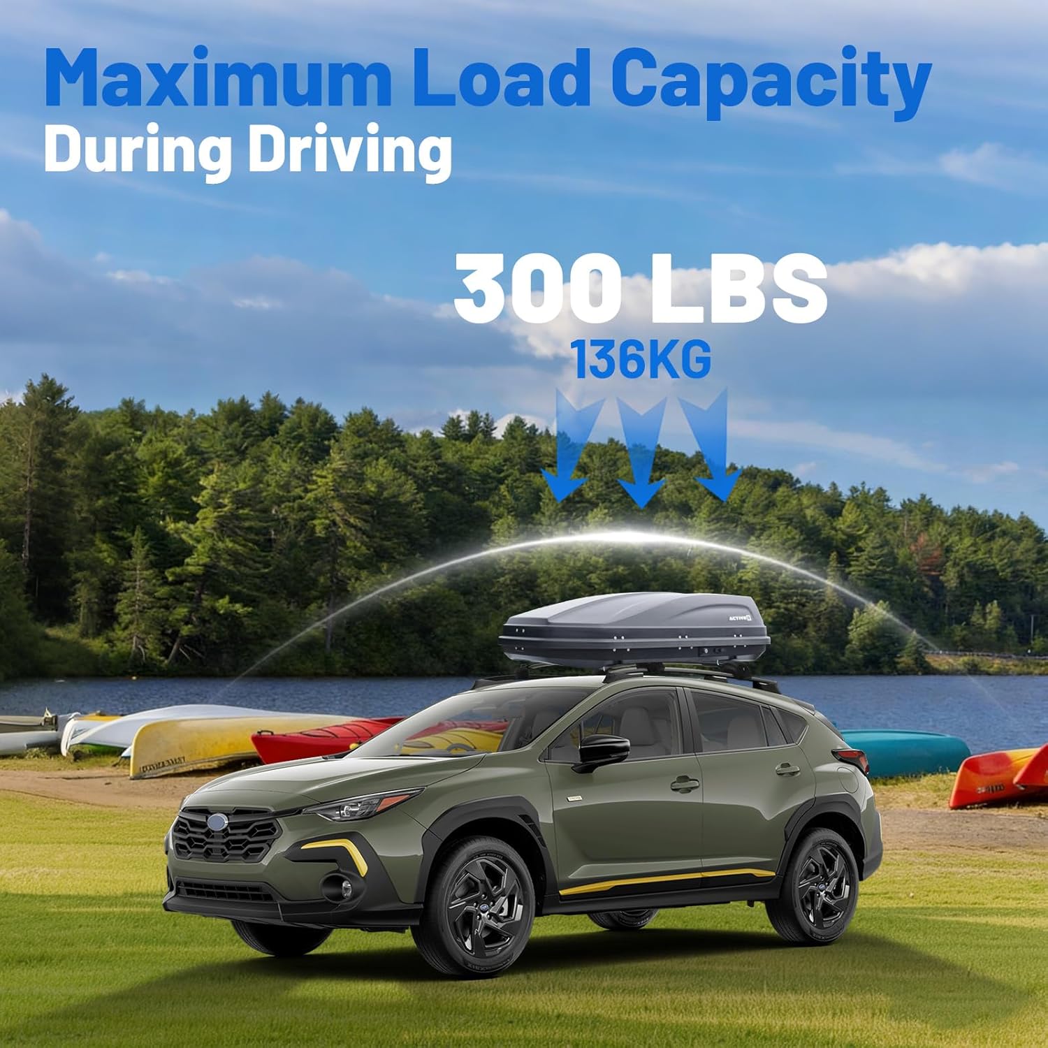 Roof Rack Cross Bars Compatible with Subaru Crosstrek Wilderness 2024-2026, 300 LBS Anti-Theft Lockable Roof Rack Cross Bars with Folding Hooks, Aluminum Cargo Rack for Kayak, Luggage, Bike, Snowboard