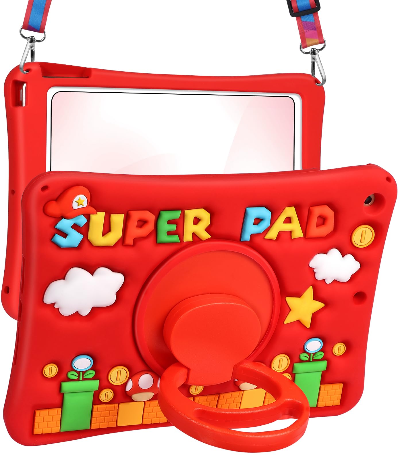 Lotadilo Cute Case for iPad 9th/8th/7th Generation - Silicone 3D Design for Girls Women Girly Kawaii Funny Cartoon Soft Stand for iPad Case 9th/8th/