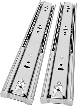 1 Pair Soft Close Stainless Steel Full Extension Drawer Slides 12 14 16 18 20 22 24 Inch 100 lb Load Capacity Side Mount Ball Bearing Kitchen Cabinet Rails Dresser Runners, 12 inch