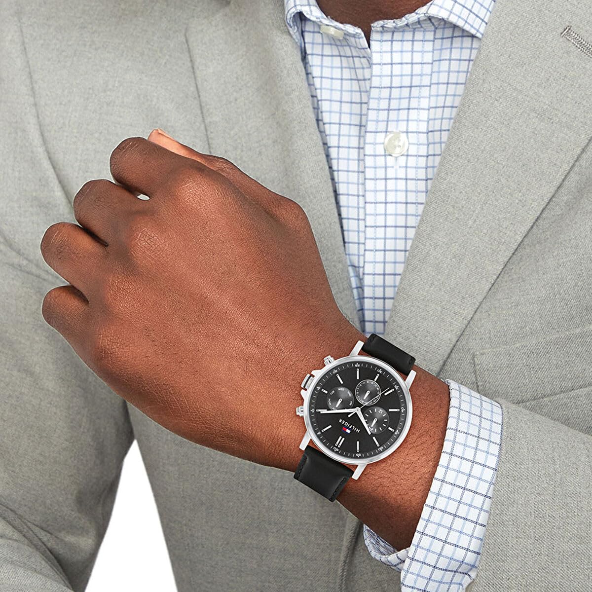 Tommy Hilfiger Reloj DE Piel Negro DIAL Gris Oscuro para Hombre - 1710586, Gris Oscuro, Correa