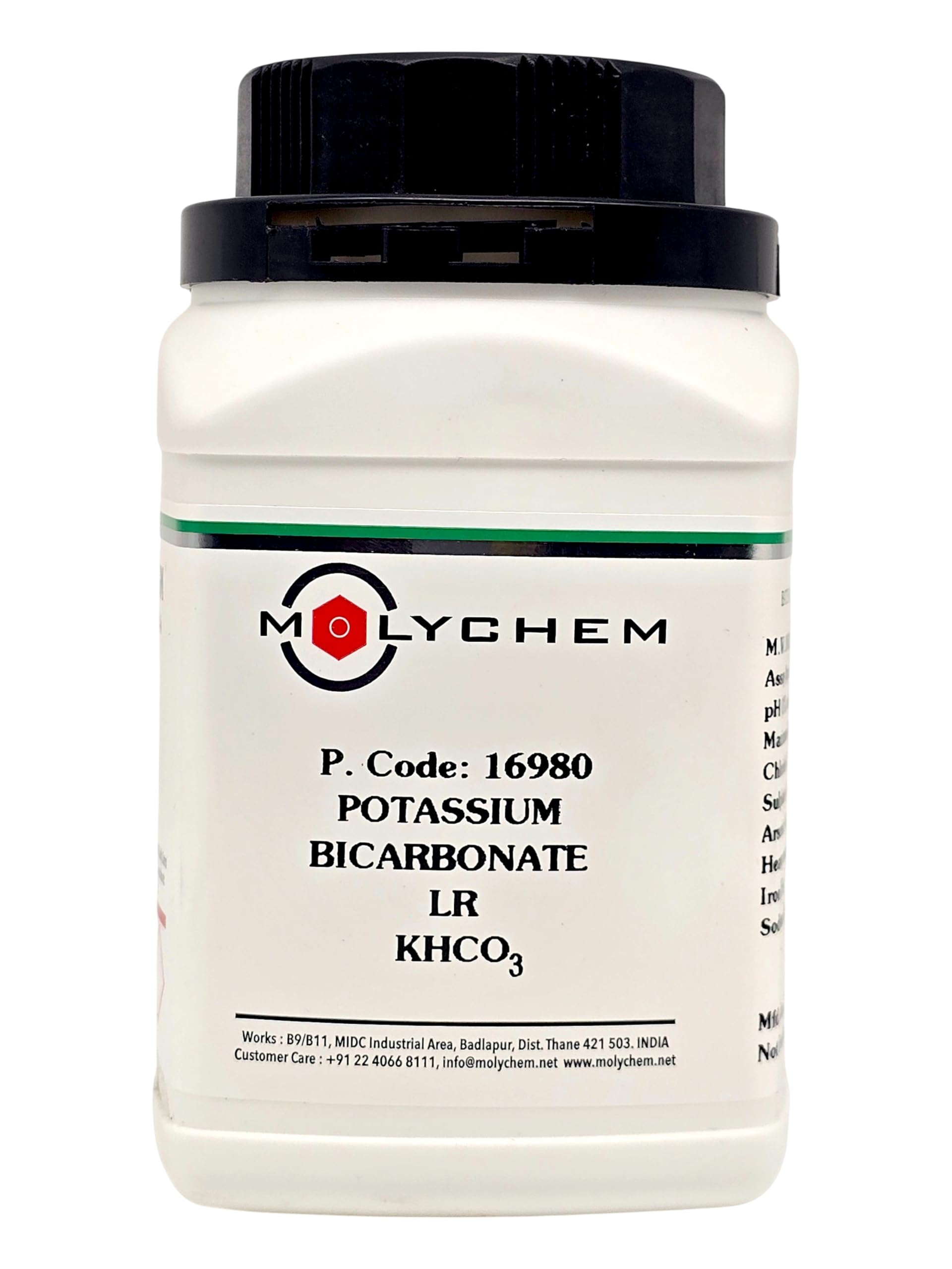 MOLYCHEM Potassium Bicarbonate extrapure, 99.5-102%, 500Gm,(Lab And Industrial Grade) CAS NO 298-14-6, Molecular Formula : KHCO3,-image-35