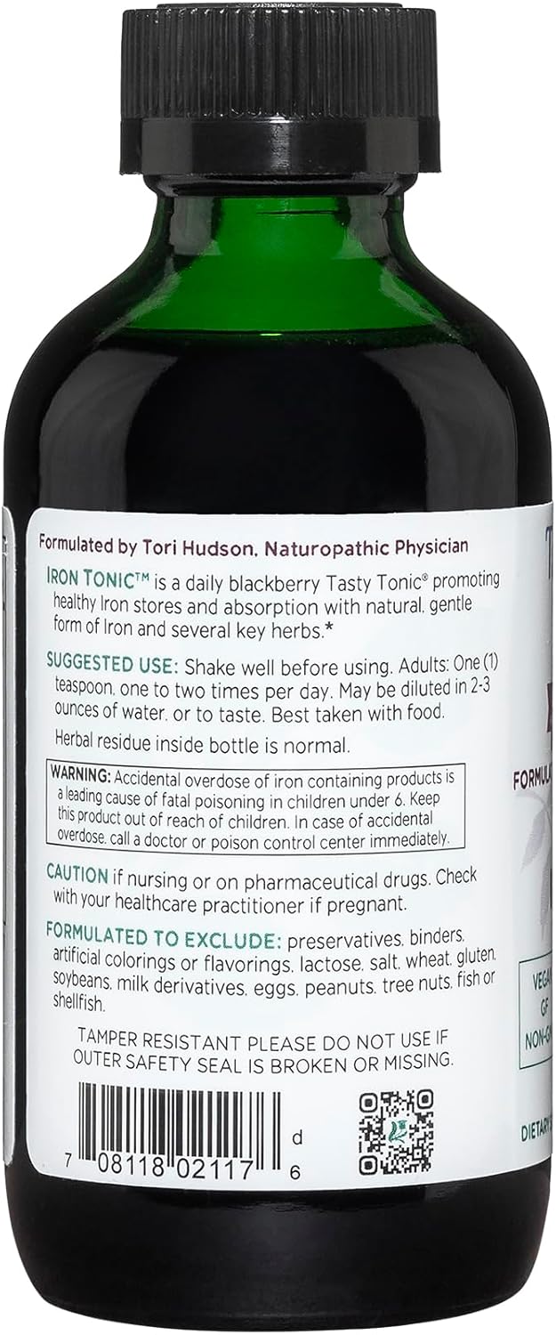 Vitanica Iron Tonic, Liquid Iron Supplement, Red Blood Cell Support, Vegan, 4 Ounce