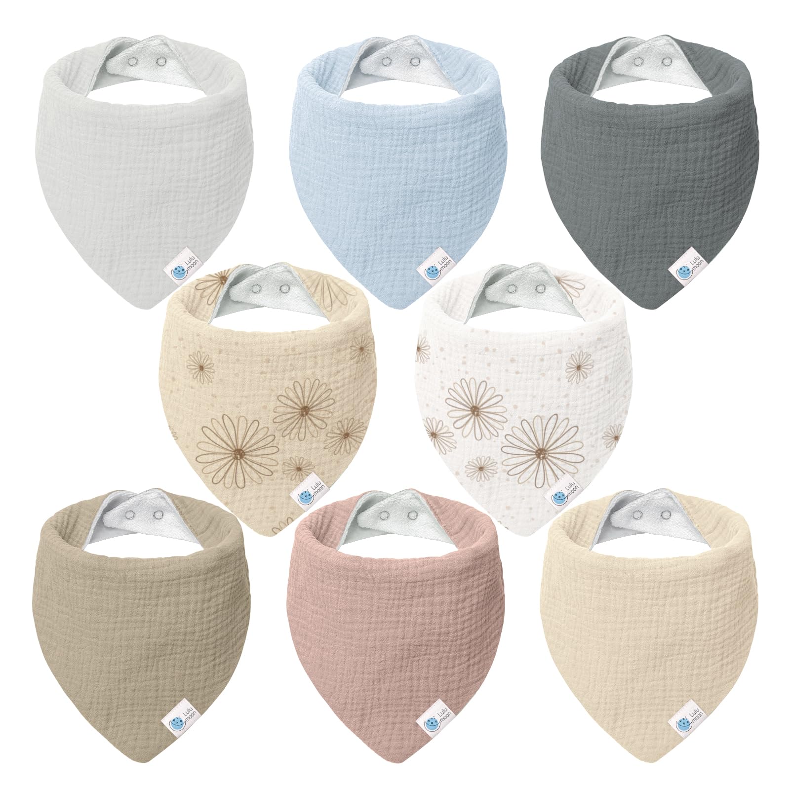 lulumoon Sabberlätzchen Baby Musselin Dreieckstuch Baby für Junge und Mädchen (8, gänseblümchen)