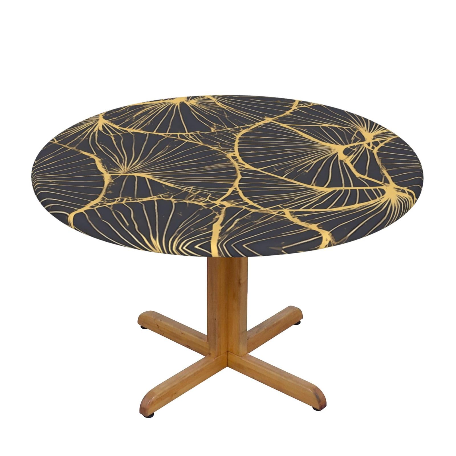 ZQYTGFDC Golden Leaf M Decorative Round Tablecloth Waterproof Anti Stain Oil Proof Size for 40 50 inch