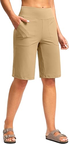 G Gradual Women's Bermuda Shorts 12" Knee Length with Pockets High Waisted Stretch Long Shorts for Women Casual Walking