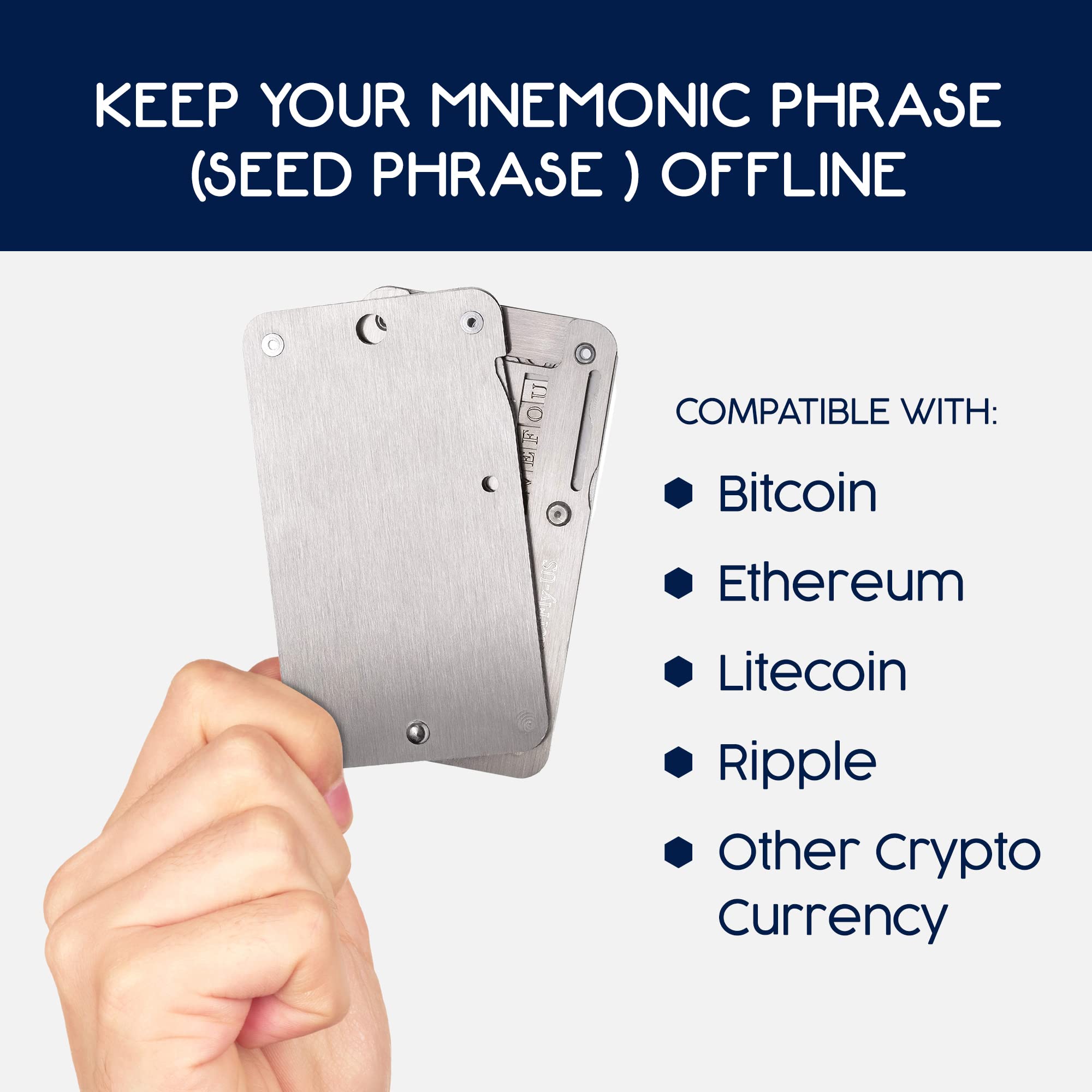 Amazon | スチールビットコインウォレット ハードウェアウォレットバックアップ用 - スチールウォレットバックアップ Trezor  One、Ledger Nano S KeepKeyハードウェアウォレットと互換性あり | 集金袋 | 文房具・オフィス用品
