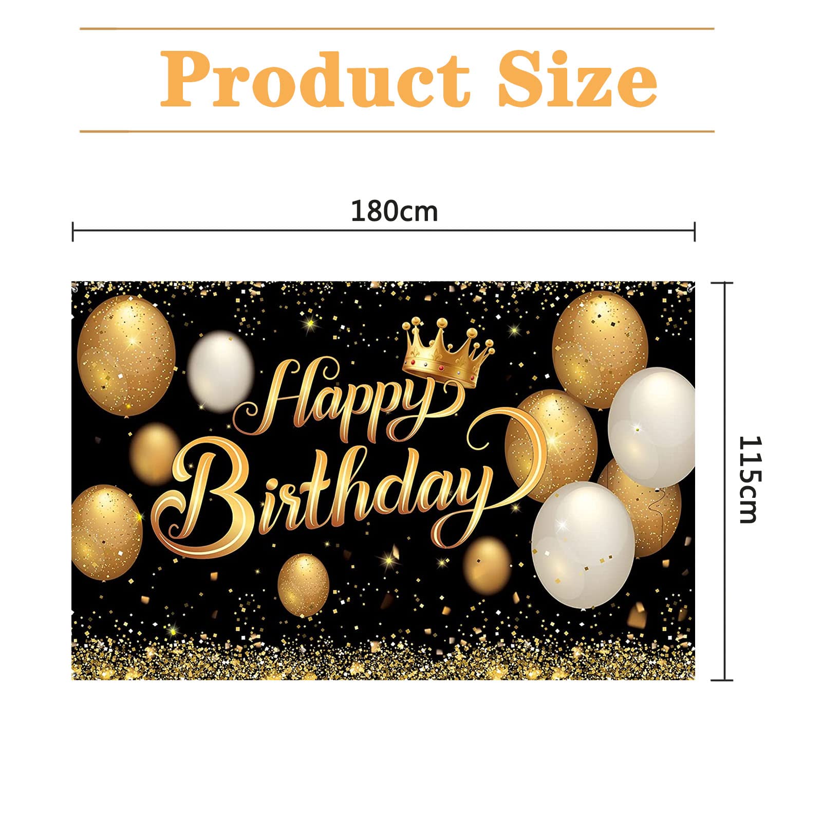Happy Birthday Banner Gold Glitzer – Wimpelkette Für Geburtstagsparty, Alle Geschlechter