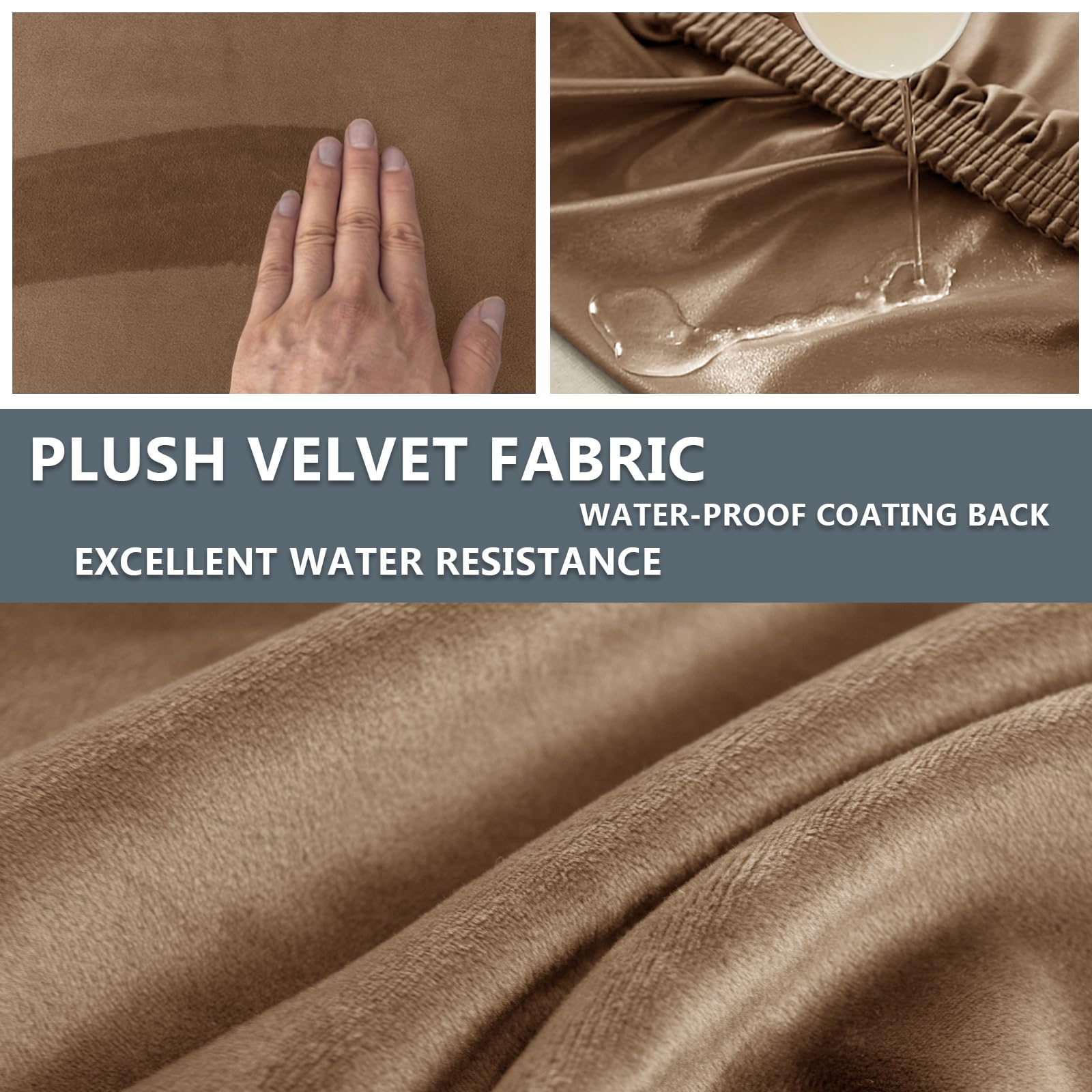 SYLC Caravan Seat Covers Waterproof Velvet, Motorhome Seat Cover with Elastic-band and Lacing, RV Sofa Cushion Cover for camper (Camel,W 50-70 cm, D 55-65 cm) — view 4