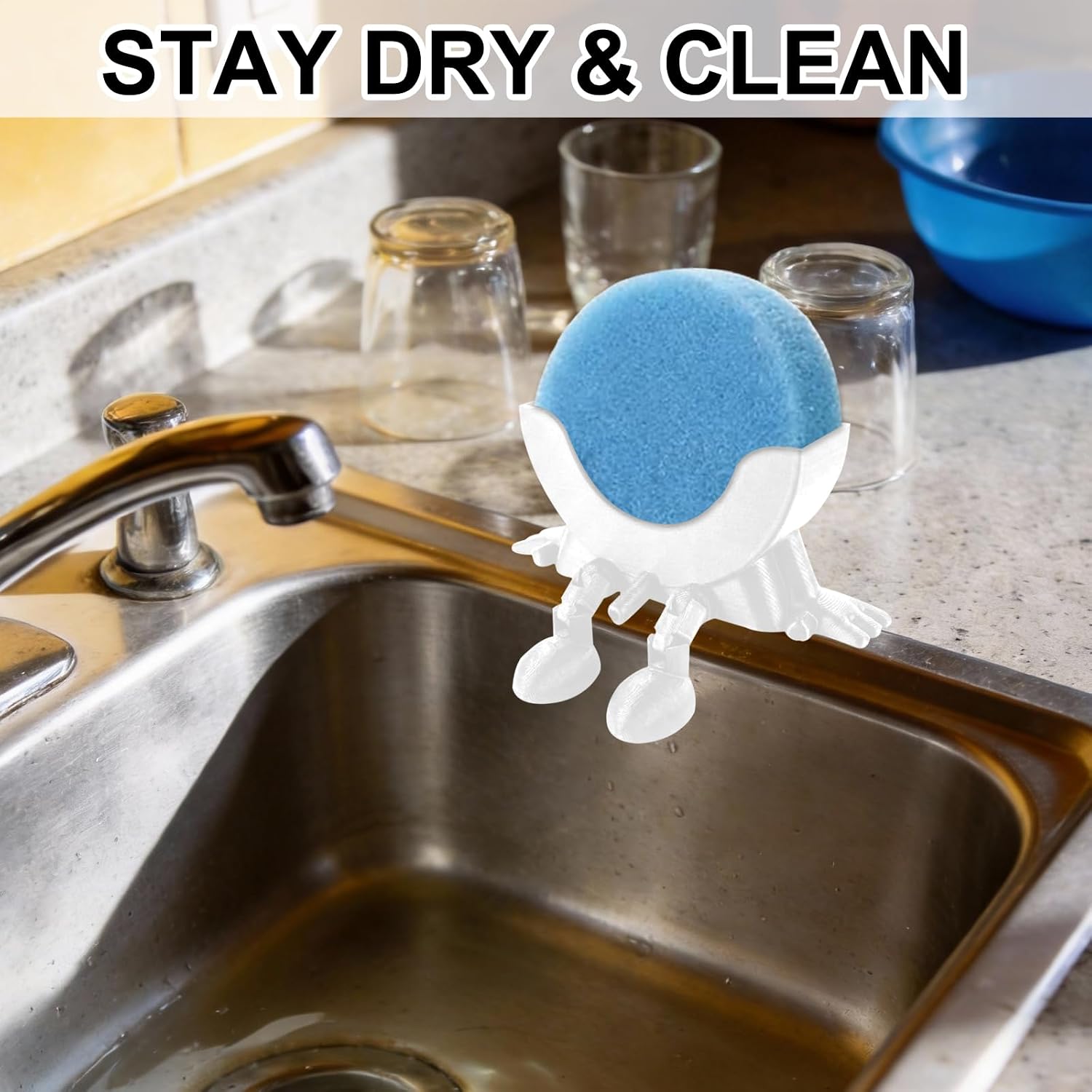 Sponge Peeing Drain Holder, 3D Print Funny Kitchen Sink Holder, Universal Fast Drying Drainage Bathroom Countertop Organizer, Cute Housewarming Gift Suitable for Round Sponges