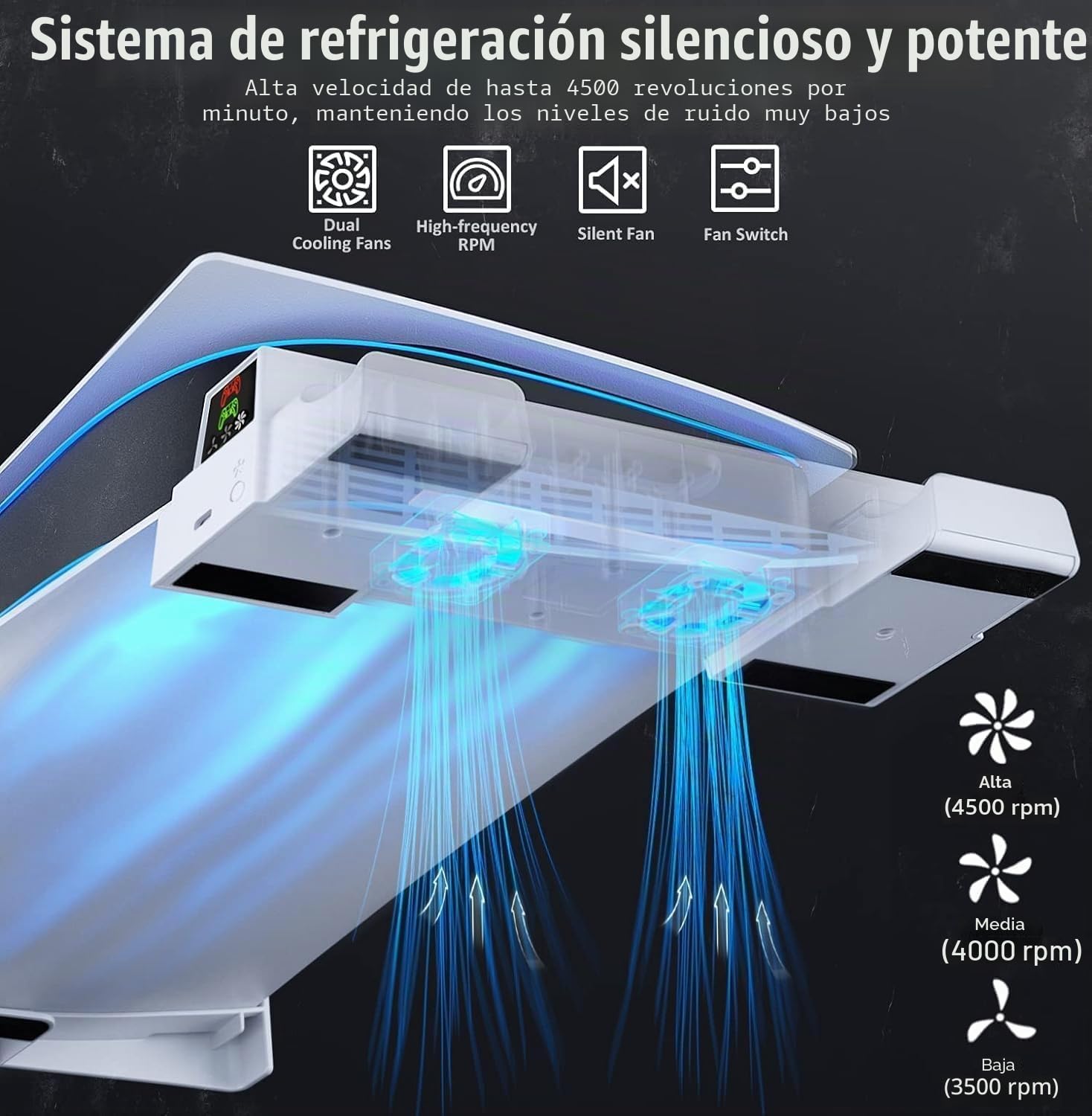 OIVO Soporte Horizontal PS5 con Ventilador de 3 Velocidades, Soporte para PS5 con Base Carga para Mandos PS5 Compatible con Consola Playstation 5