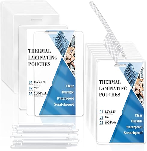 100 bolsas laminadoras de etiquetas de equipaje de 7 mil, 2 12 pulgadas x 4 14 pulgadas, con agujero de ranura, bolsa térmica para laminado, kit de