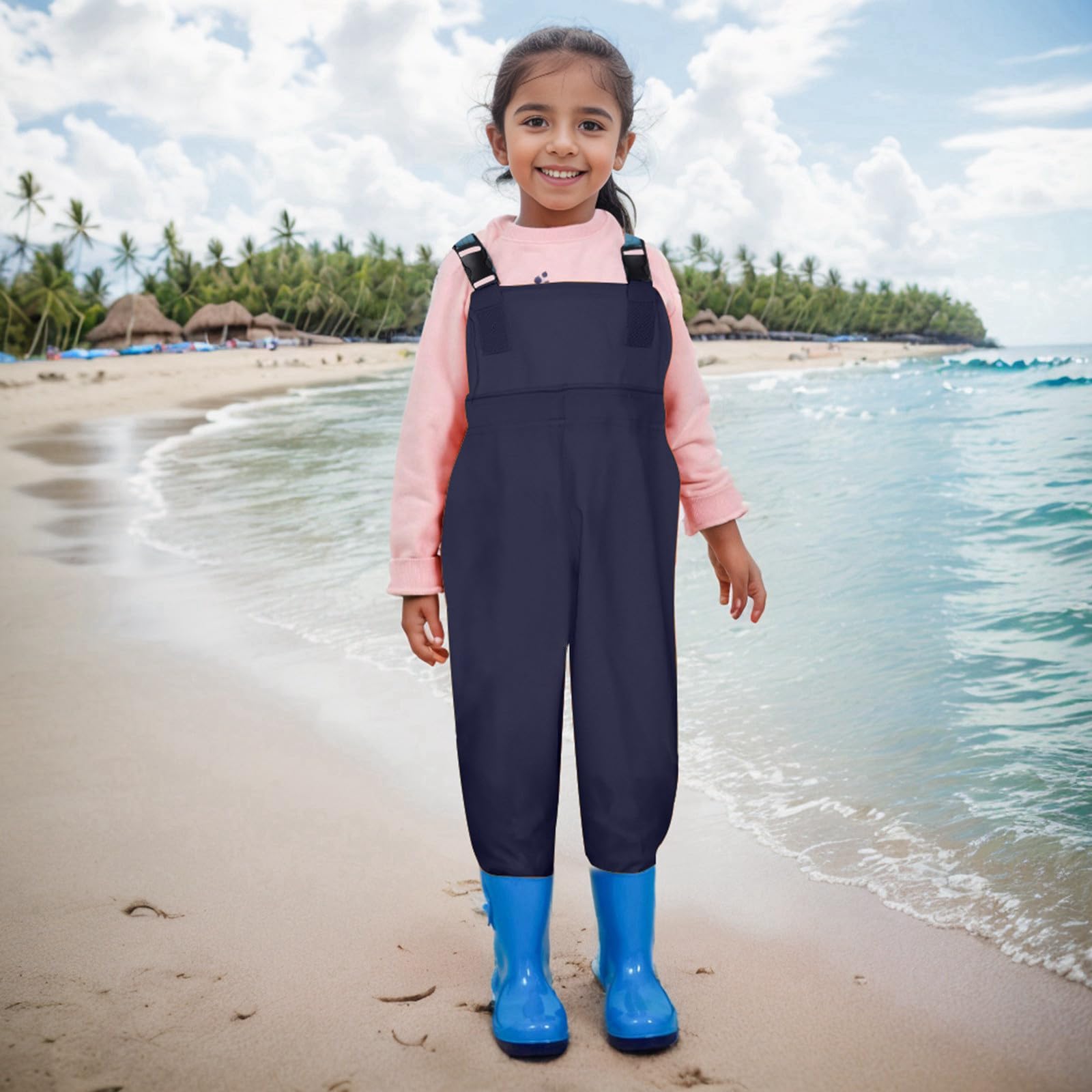 Monos de lluvia para niños y niñas con pantalones y botas de 1 pieza traje de lluvia para niños y bebidas, pantalones impermeables de seguridad, combinación de pantalones impermeables de playa y