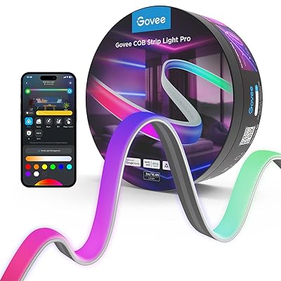 Govee COB LED Strip Light Pro, LED Lights for Bedroom Compatible with Alexa, Google Assistant and Matter, RGBICW Light with Warm White, Smart Strip Light, LED Lights for Bedroom, Color Changing, 9.8ft