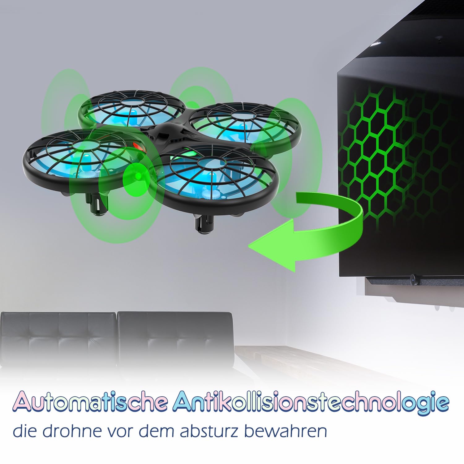 Loolinn | Drohne für Kinder Geschenk - Mini Drohne mit Antikollisionstechnologie, Sicher für Kinder, Leicht zu fliegen, Handgesteuerter Modus, Geprüftes C0-Zertifikat (Geschenk für Jungen und Mädchen)