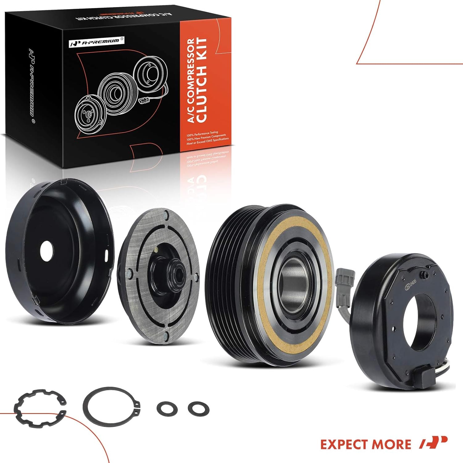 A-Premium Air Conditioner AC Compressor Clutch Kit Compatible with Mercedes W906 Series Sprinter 2500, Sprinter 3500, 2014 2015 2016 2017, 2.1L