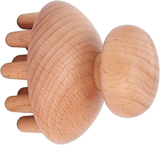 FOLOSAFENAR Massage Tool, Wood Mushroom Massager Promote Circulation Ergonomic Handle Soothes Scalp for Head for Thighs