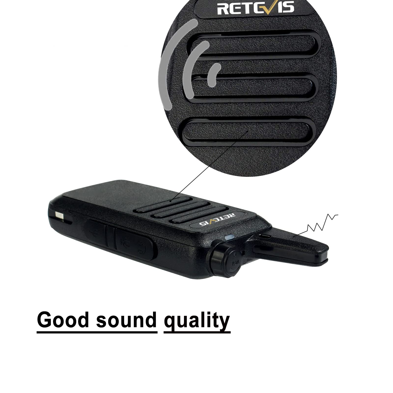 Retevis RT622 Walkie Talkie PMR446 Licenza-libera Mini Ricetrasmittente VOX Portatile Ricaricabili Nero 2 Paia
