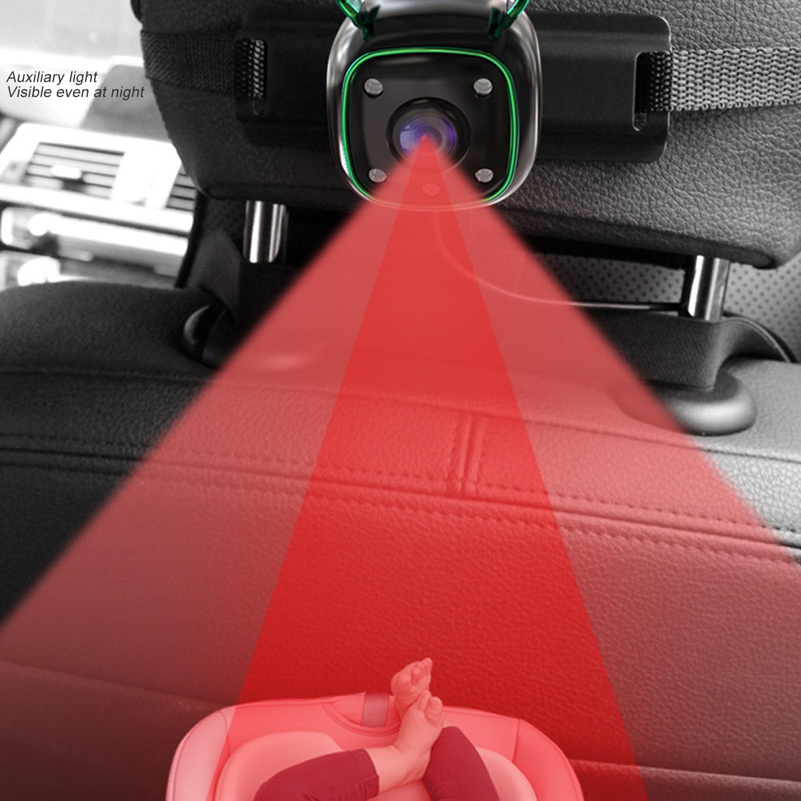 Bewinner Specchio per Auto per Bambini, Monitor per Telecamera per Auto da 6,86 Pollici, Staffa di Aspirazione Anti-vibrazione, Telecamera per Sedile Posteriore con Rotazione a 360° per