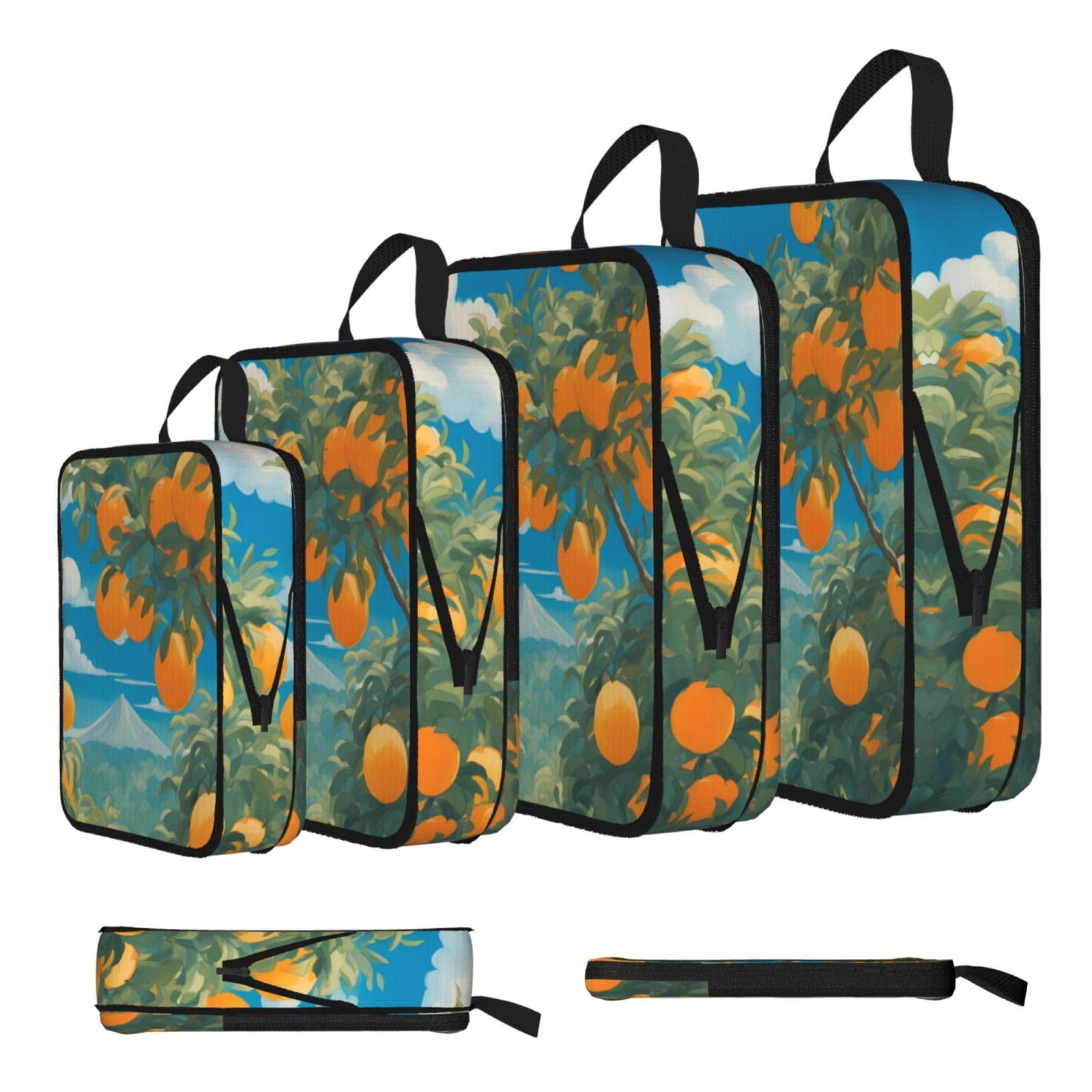 Sxzvvbn Black Many Big Oranges Compression Packing Cubes 4 Piece Set