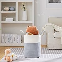 Vista 2 de VIPOSCO Cesta de lavandería grande, cesta de almacenamiento de cuerda tejida alta para mantas, juguetes, ropa sucia en la sala de estar, baño, Blanco