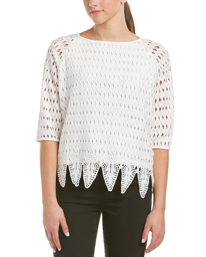 Joan Vass Women's Woven Lace Top