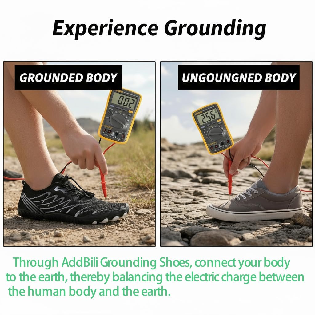 Grounding Shoes - Zapatos descalzos con plantillas infundidas de cobre y calcetines conductores, calzado con conexión a tierra para mujer eficazmente suave y cómodo