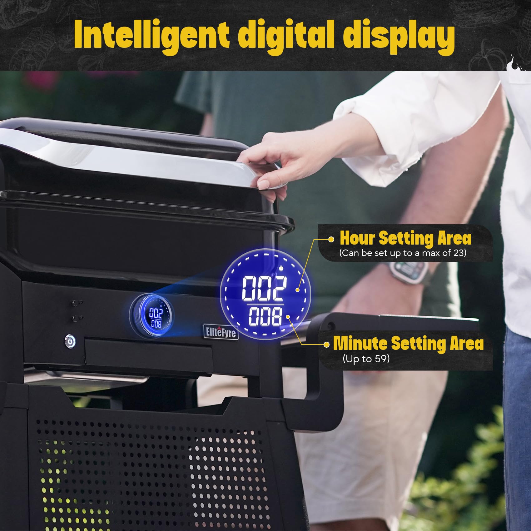 Volteq Smart Elektrogrill, 343°C Profi-Hitze in 20 Min, Tischgrill mit Fleischsonde & LED-Display, 1720 cm² Grillfläche, 6-in-1 Multigrill für Balkon & Terrasse, Emaille-Beschichtung