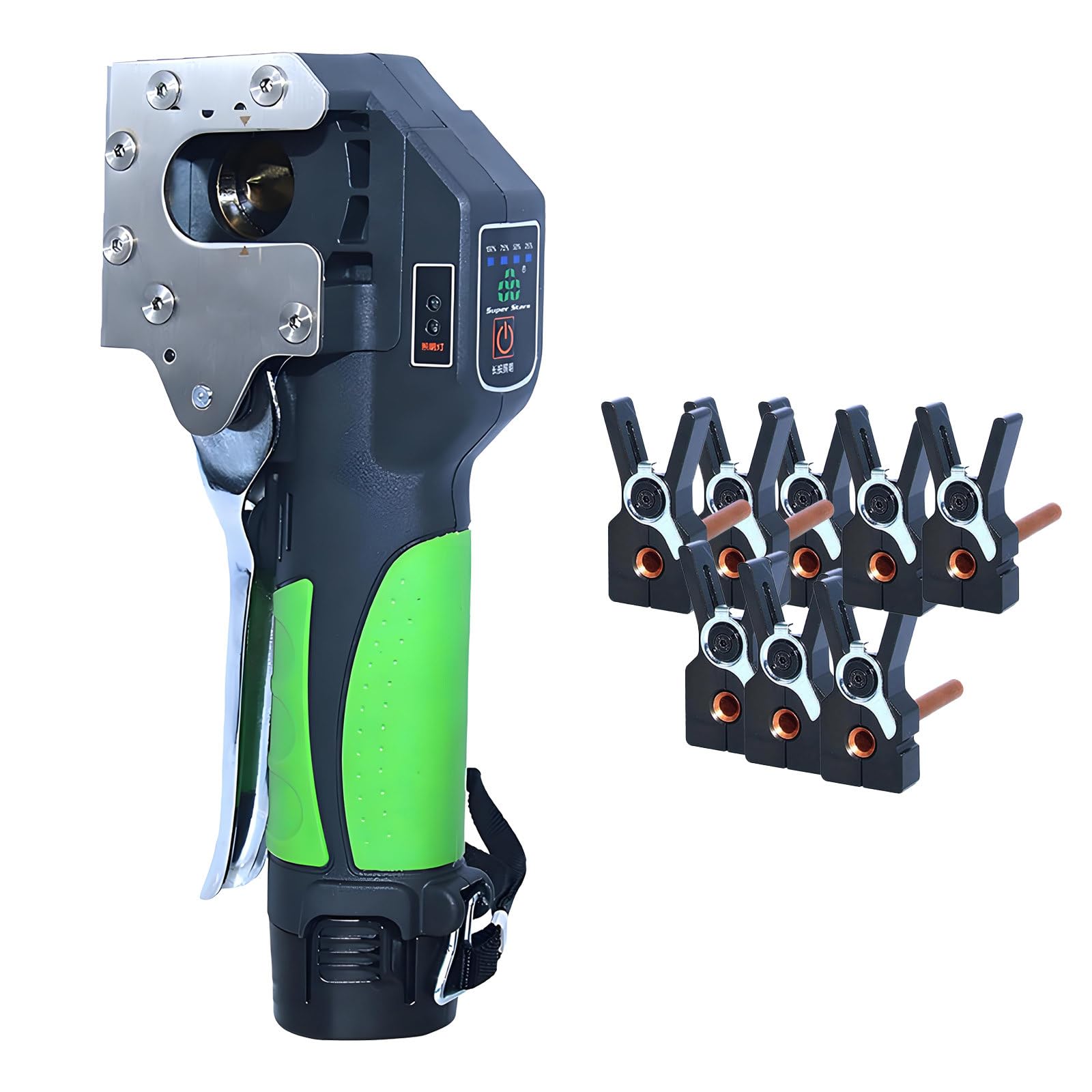 Herramienta de expansión eléctrica, Kit expansor de Tubo de Cobre inalámbrico, rápido y eficiente Ajustable, Alimentado por BateríA De Litio, for Tubos de Cobre 8clamps