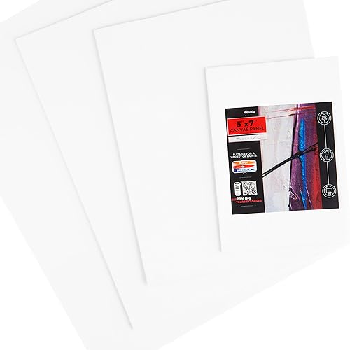 Miniatura 5 de Neliblu Lienzos blancos para pintar, paquete de 30, surtidos, tableros de lienzo de pintura de algodón para pintura al óleo y acrílica, lienzo de