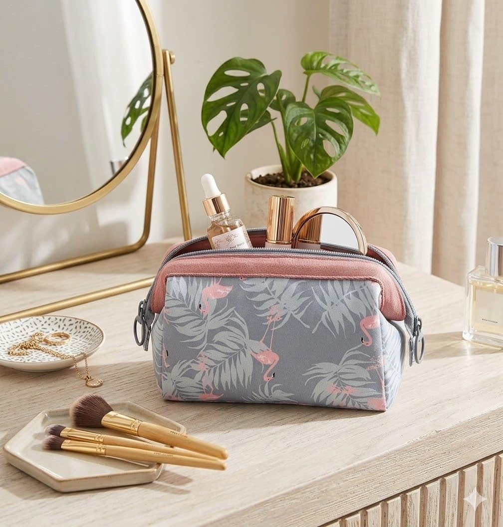 Cosmetic Toiletry Makeup Pouch with Portable Travel Multipurpose Water-Resistant Zipper Makeup Brush Bags - Flamingo RSPF-28-image-15
