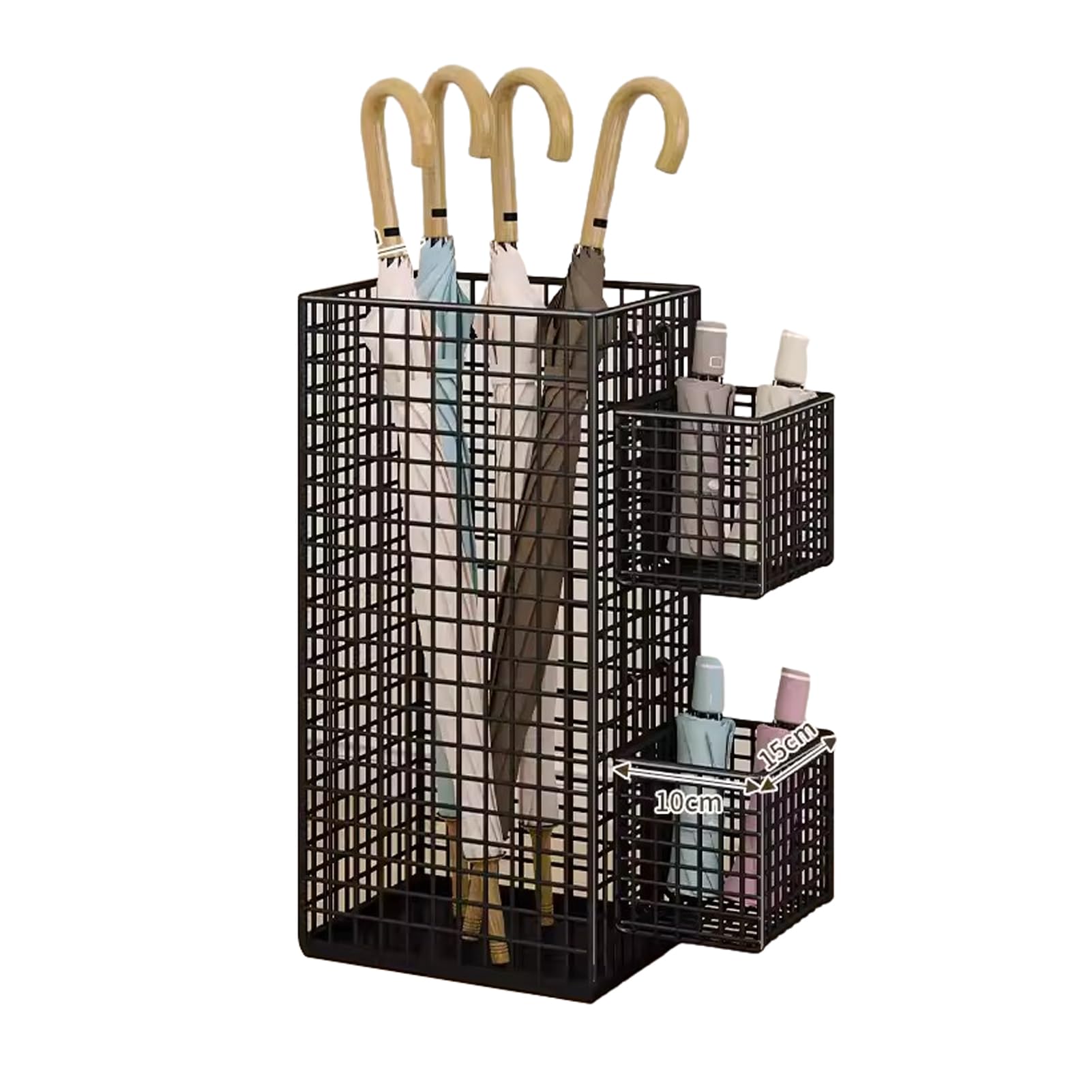 FCXWEVR Multifunctional Umbrella Stand for Entryway - Independent Umbrella Holder Decorative Cane Holder for Office Entrance Stylish Black Design Space-Saving