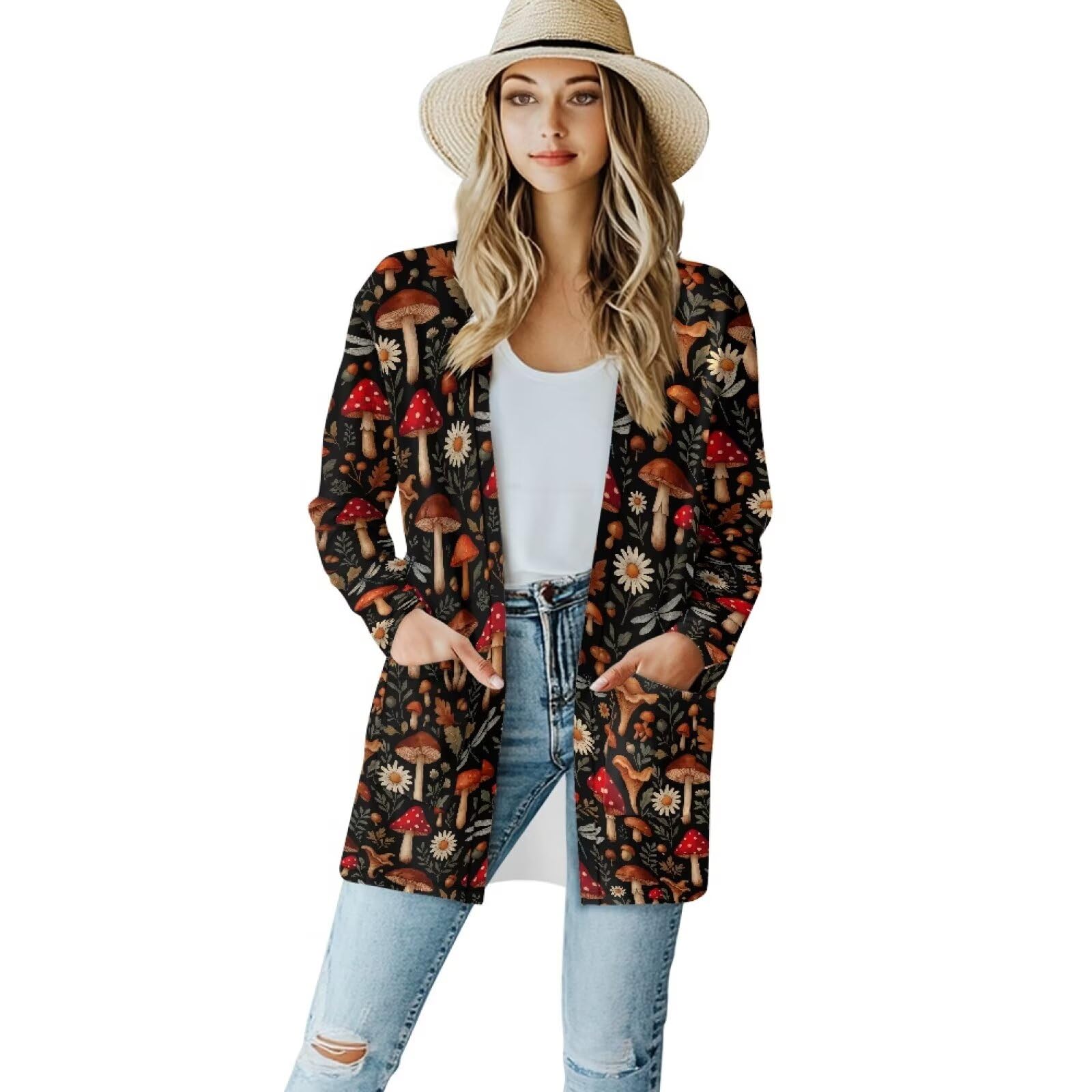 INSTANTARTS Womens Cardigan Sweater with Pockets Lightweight Long Sleeve Cardigan