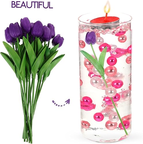 Miniatura 4 de Ramo de flores falsas, 12 unidades, tulipán, flores artificiales, ramas cortas, tulipanes sintéticos, decoración de tulipanes