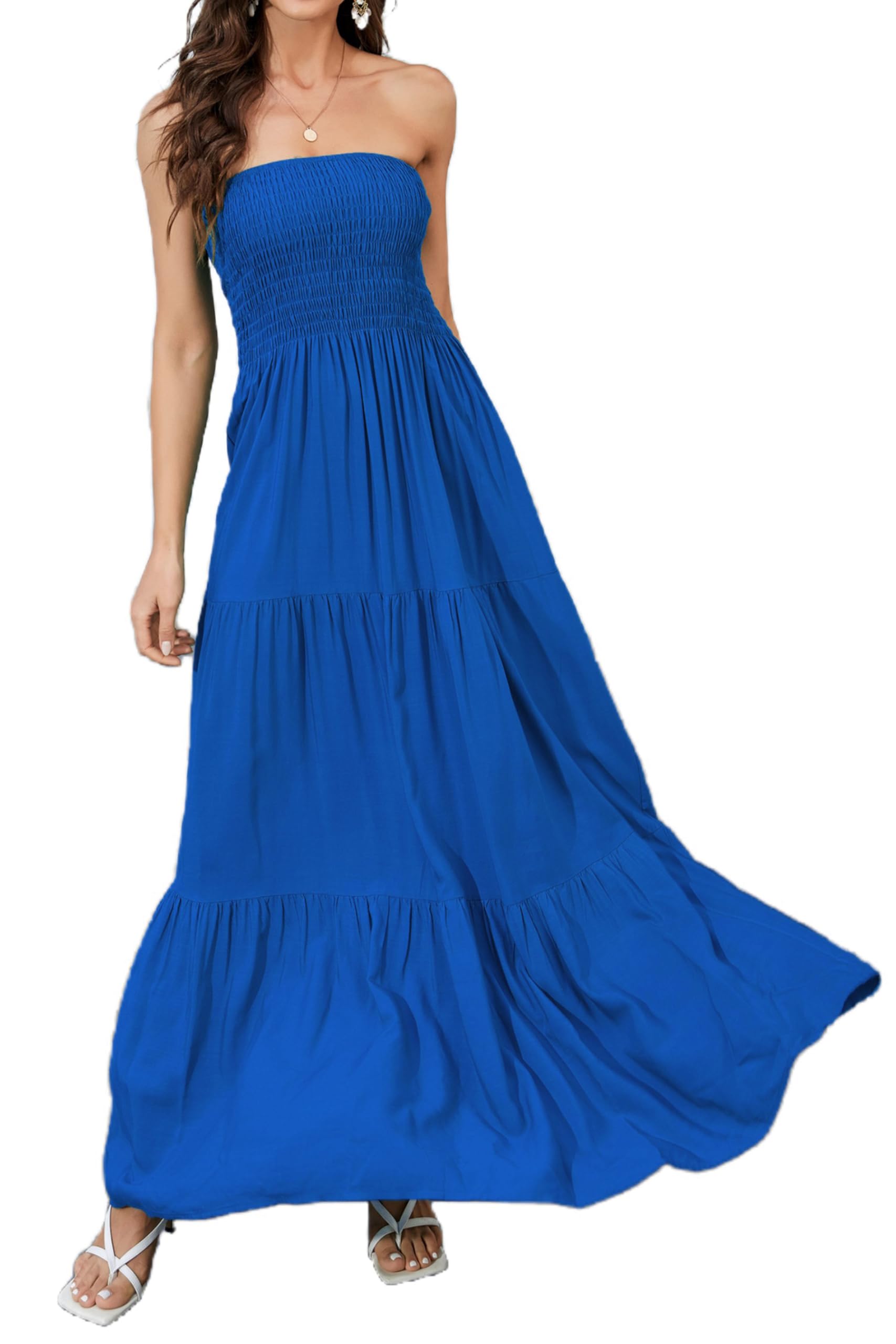 Vestido largo sin tirantes para mujer, vestido de verano casual con parte superior de tubo, espalda descubierta