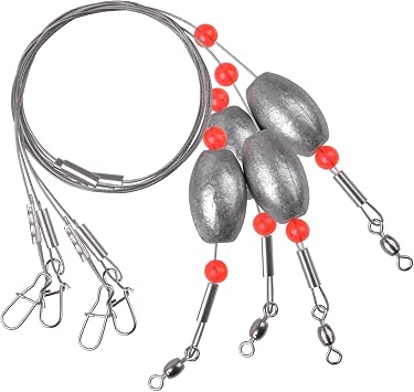Fishing Carolina Rigs Saltwater Egg Sinker Grouper Rigs, Stainless Steel Wire Leaders, for Catfish Snapper Flounder Sea Bass Surf Fishing Bottom Rig