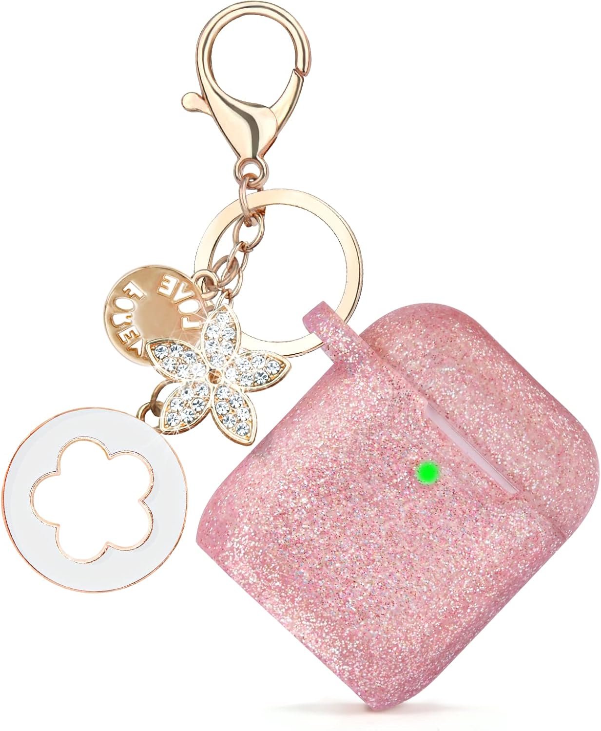 Amazon VISOOM キラキラAirPods第2世代ケース かわいいAirpodケース 第1世代キーチェーン付き Apple