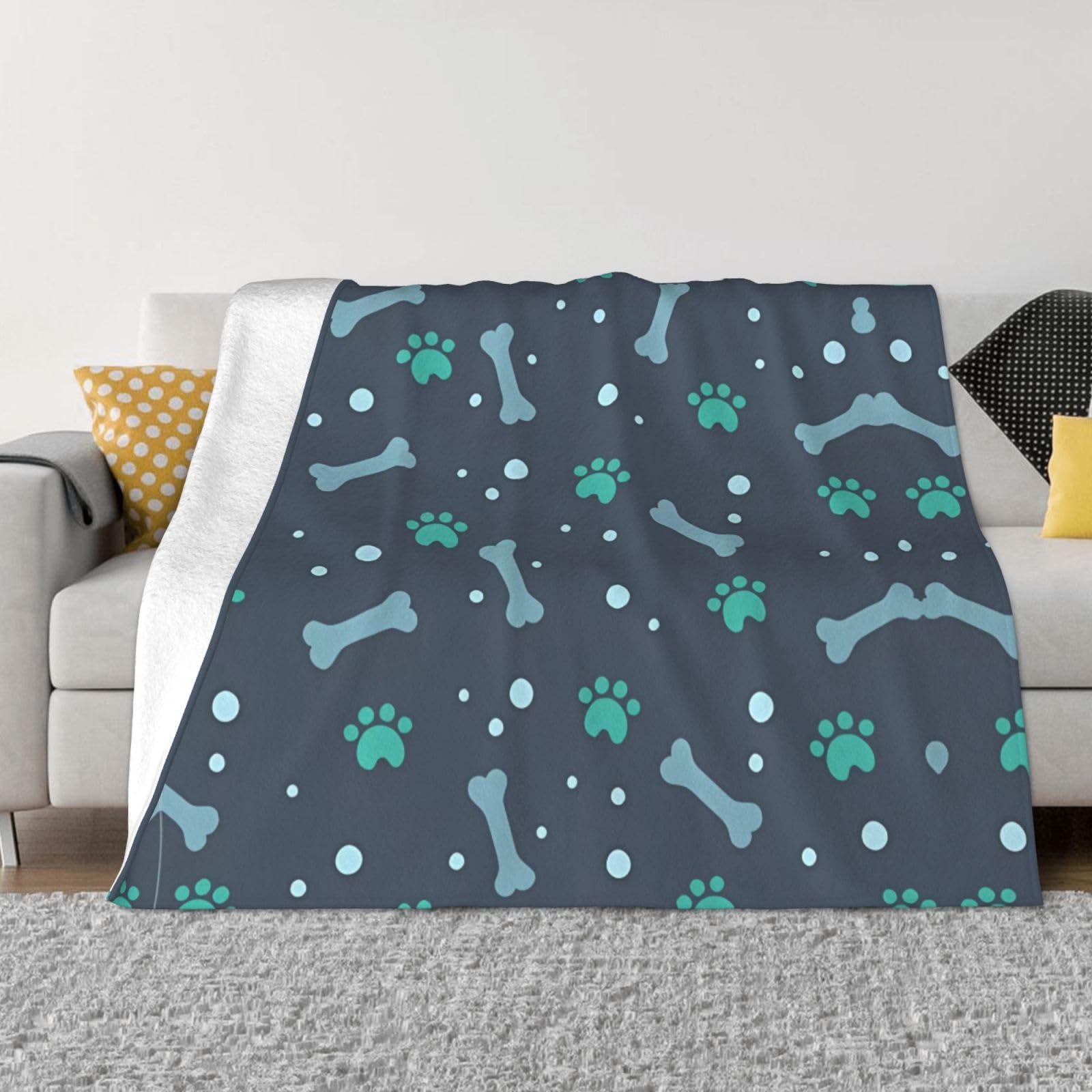 Couverture flanelle chien plaid chaud et doux lit canapé chambre 127 x 101 cm