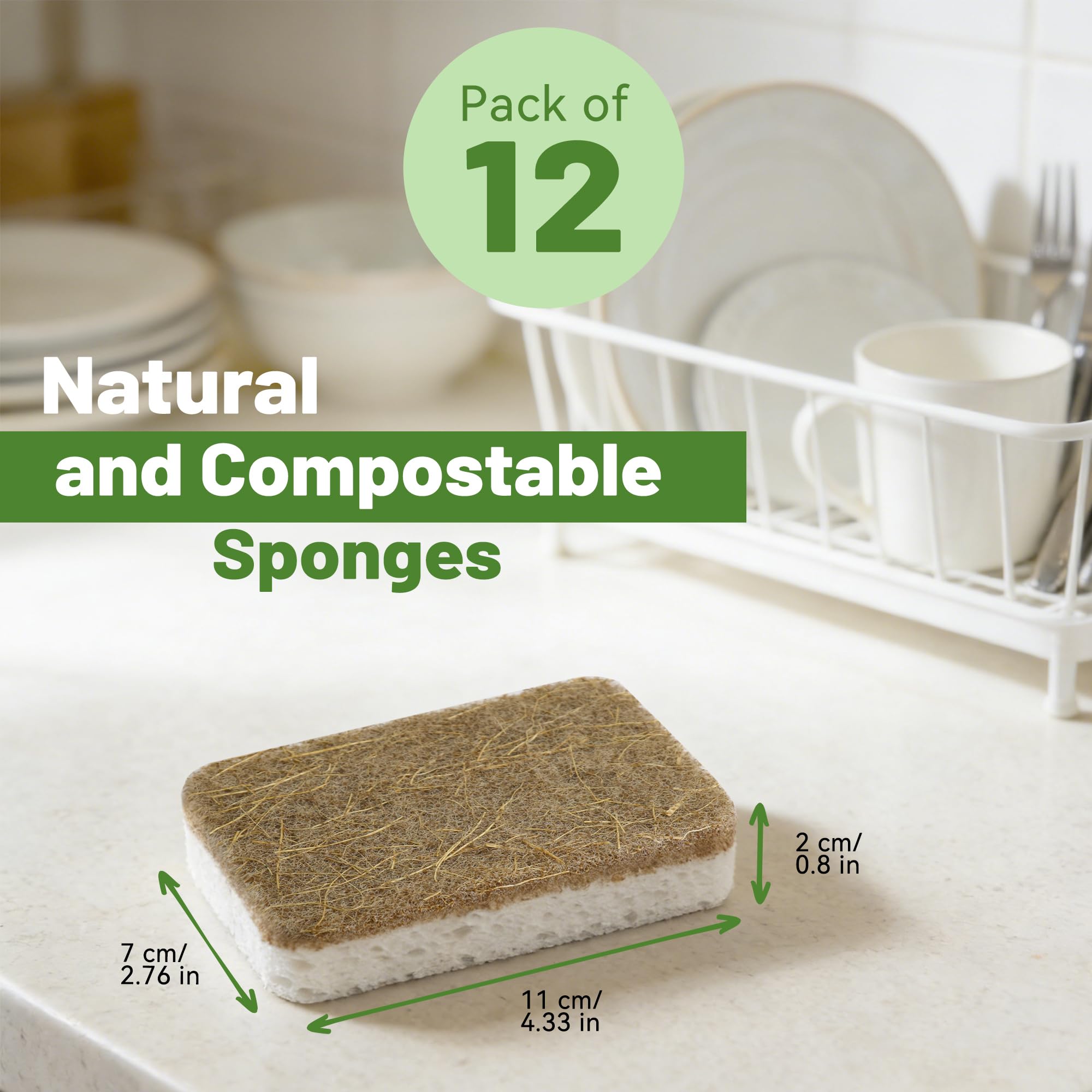 Natural Kitchen Sponges - 12 Pack -2