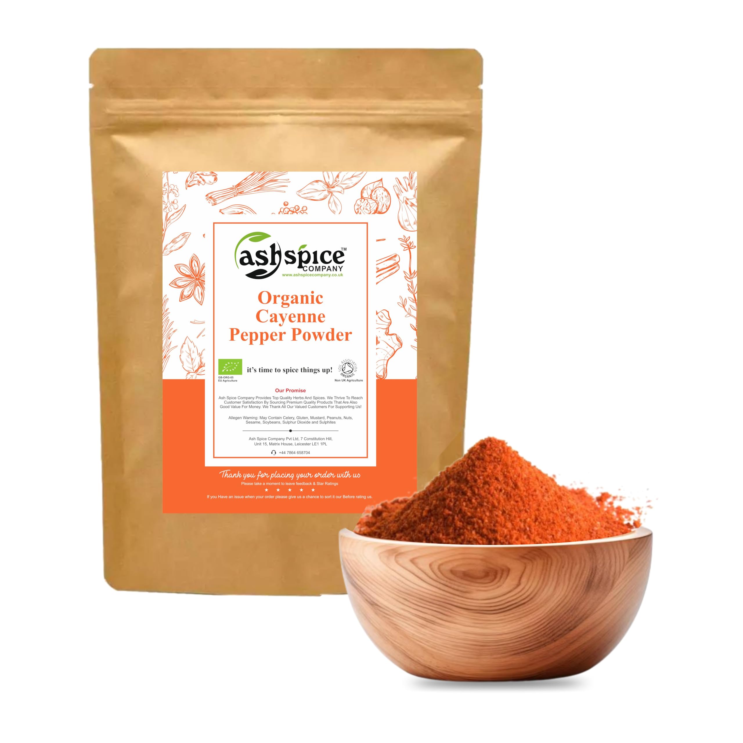 ORGANIC Cayenne Pepper Powder Premium Quality Certified by Soil Association By Ash Spice Company 50g-1900g (50g)
