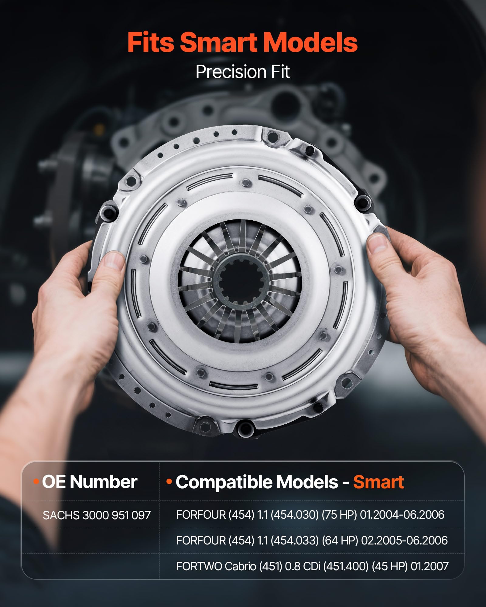 VEVOR Kit Frizione con Piastra di Pressione, Kit Frizione OEM per Impieghi Gravosi, Ricambio OEM Compatibile con Smart FORFOUR 2004-2006, 75 CV, FORFOUR 2005-2006, 64 CV, FORTWO Cabrio 2007