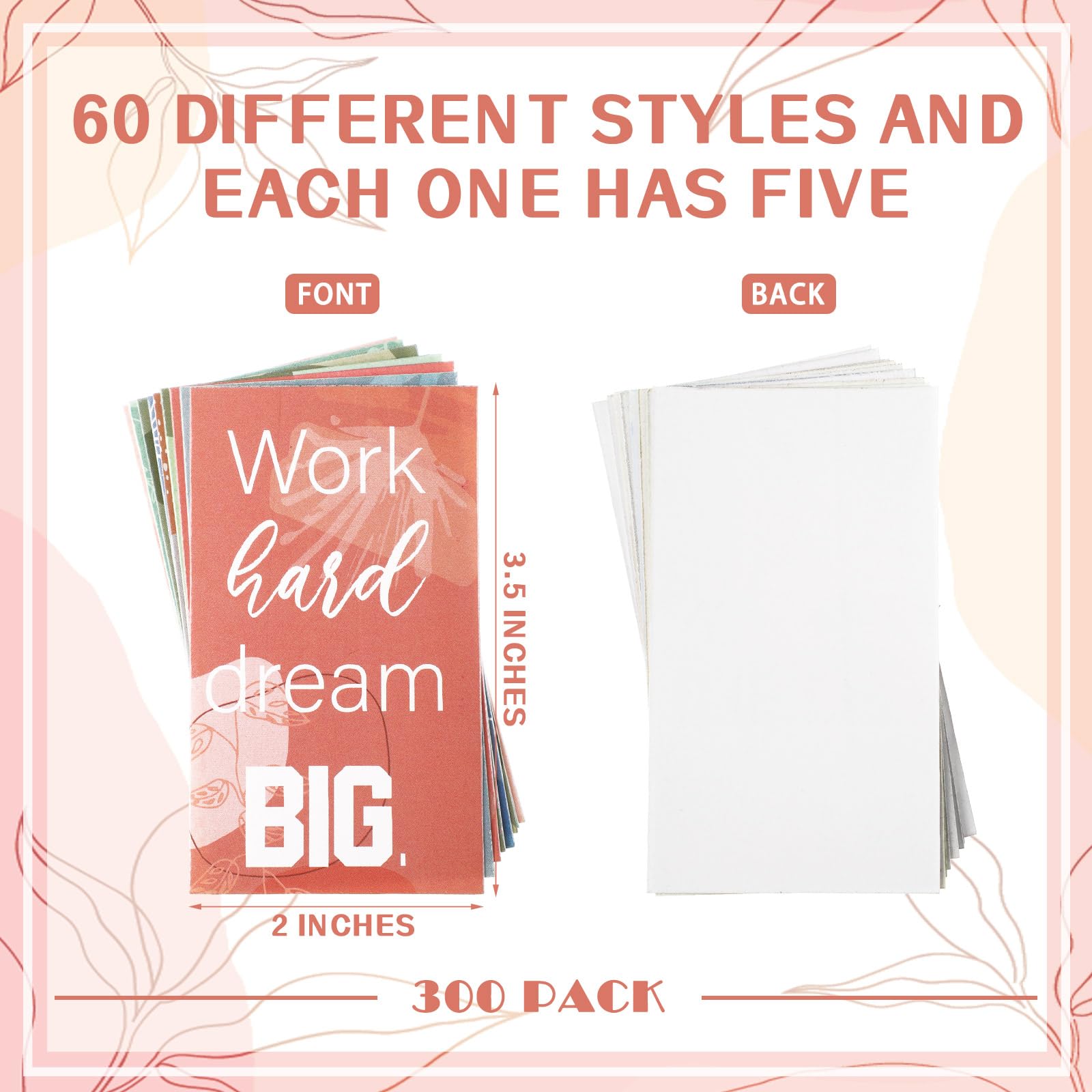 Jinei 300 tarjetas motivacionales, tarjetas inspiradoras, tarjetas de afirmación positiva, pequeñas tarjetas de aliento para mujeres, estudiantes, niñas, adolescentes (bohemio)