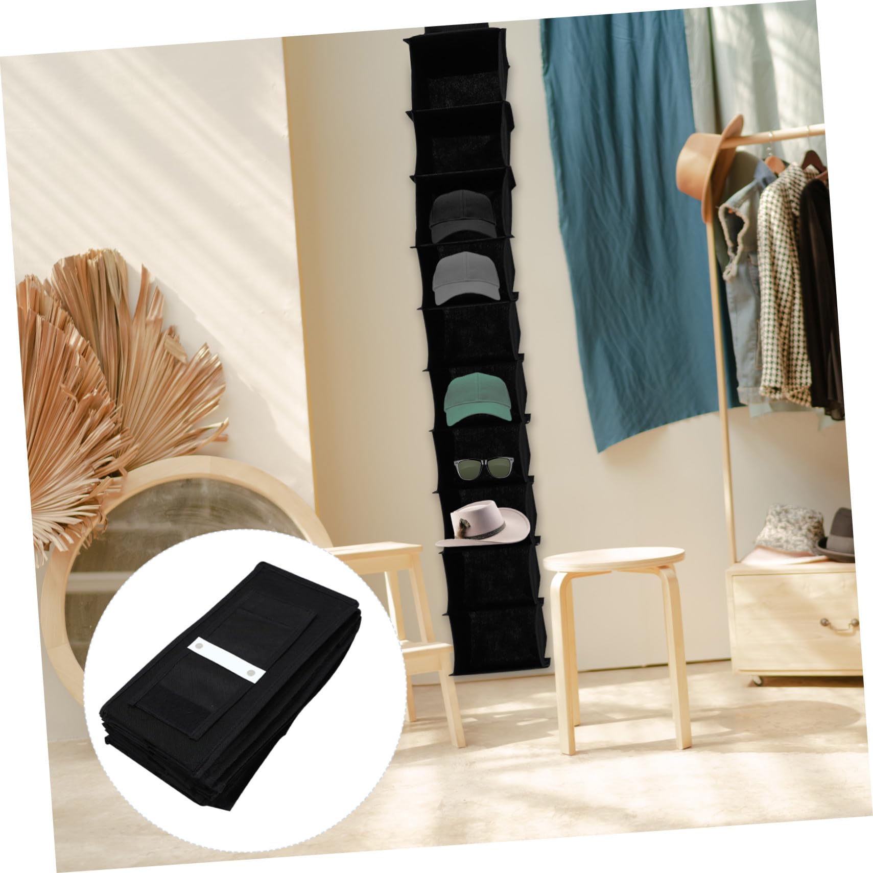 Bolsa Colgante para Armario 10 Rejillas Tela Poliéster Resistente Organizador de Ropa Interior y Calcetines para Dormitorio Uso Doméstico Negro