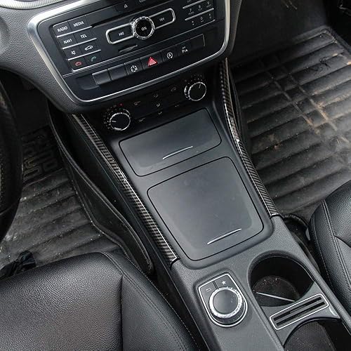 Miniatura 4 de YIWANG Fibra de carbono estilo interior del coche consola central tiras ajuste etiqueta engomada para Mercedes Benz Clase A GLA CLA 200 220