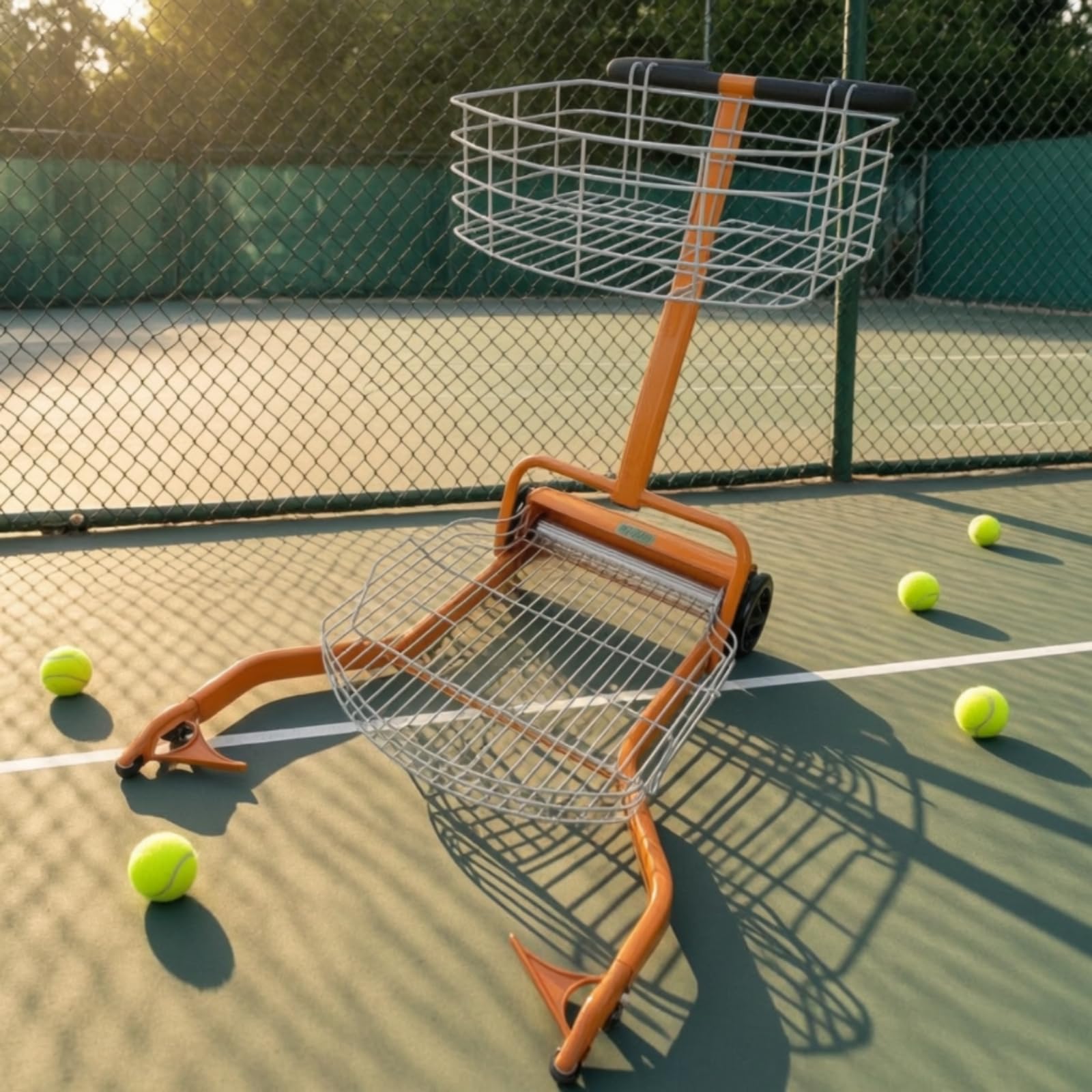 harayaa Tennis Ball Collector Carrello Raccoglipalline Tennis Carrello Tennis Cesto Tennis Contenitore Palline Struttura in Lega di Alluminio E Filo di Ferro, Arancione