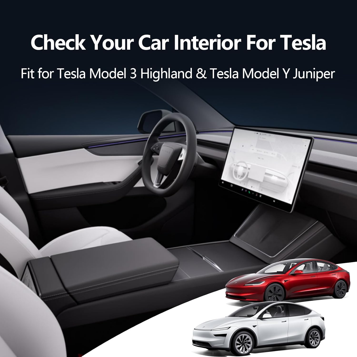 4PCS Center Console Organizer Tray for 2026 Tesla Model Y Juniper Accessories, 2025 Model 3 Highland Armrest Hidden Storage Box, Silicon Cup Holder Pad