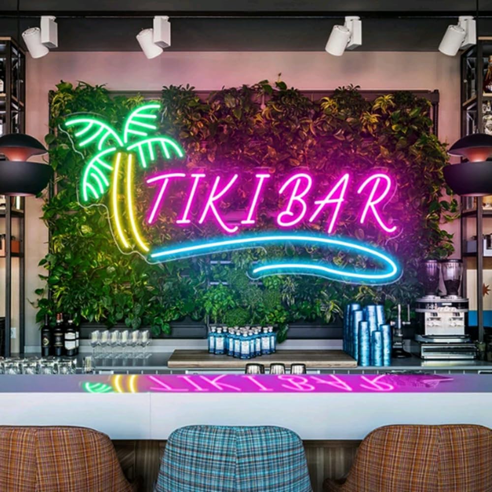 TIKI BAR Neon Schild - Personalisierte LED Bar Deko Mit USB Anschluss