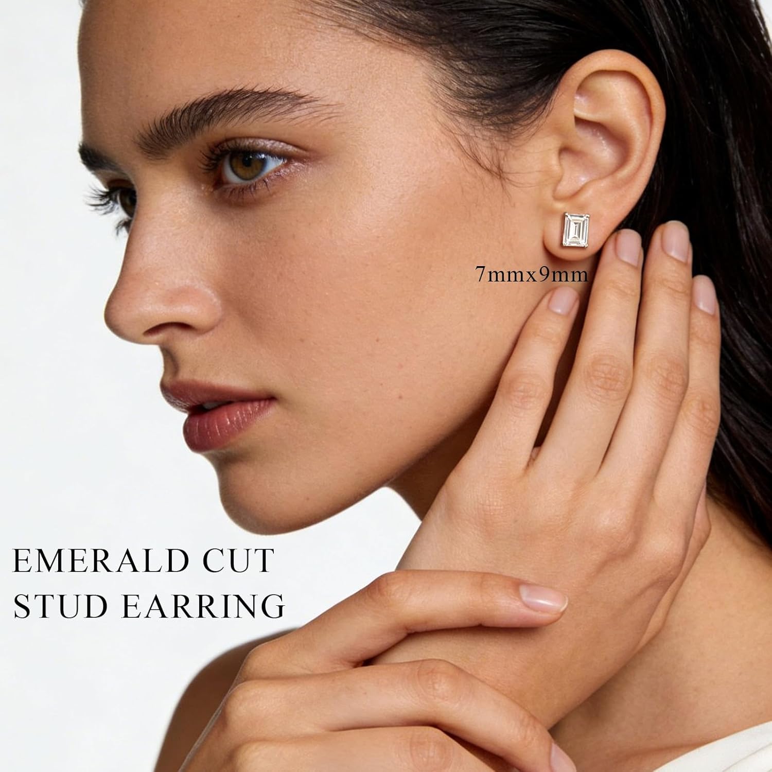 Brilliant Emerald-cut/Cushion-cut/Kite-cut/Rhombus-cut Stud Earrings, 925 Sterling Silver Cubic Zirconia CZ Earrings for Women Men Personalized Hypoallergenic Stud Jewelry Gift for Her & Him - Image 2